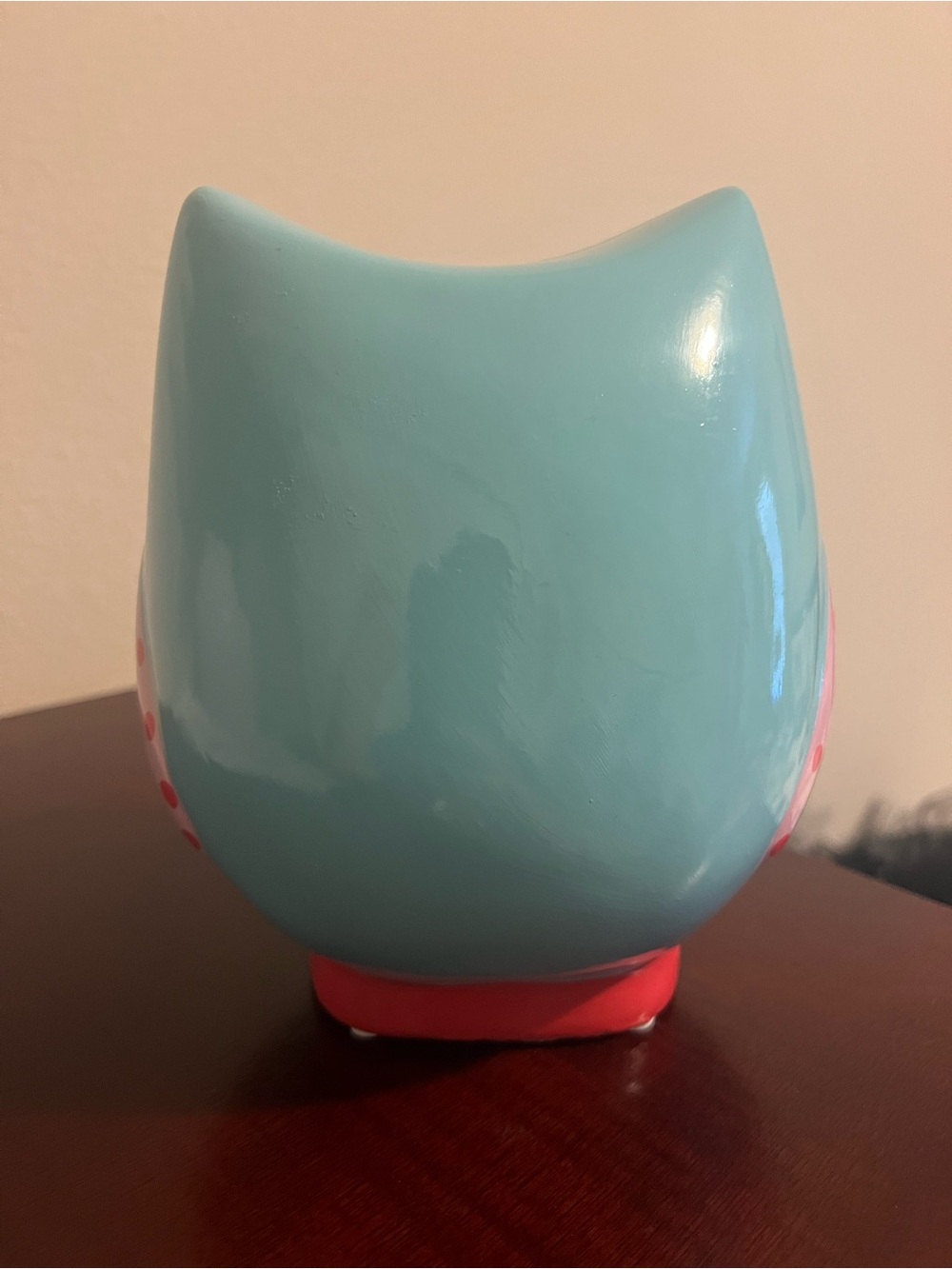 Cute Blue Owl Ceramic Bank with Yellow Heart - Picture 2 of 3